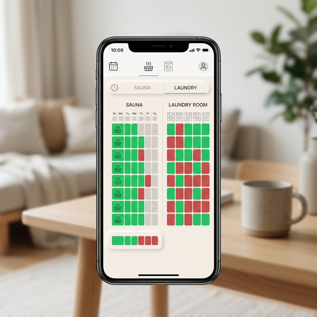 Taloyhtiön yhteistilojen kalenterivaraus puhelimella